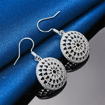 925 Sterling Silver Round Earrings - Fashionable Wedding Jewelry