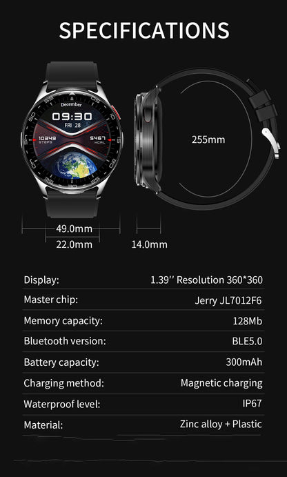 2-in-1 Smartwatch with TWS Earbuds - 1.39" IPS, Heart Rate, IP67, Bluetooth 5.0, 300mAh