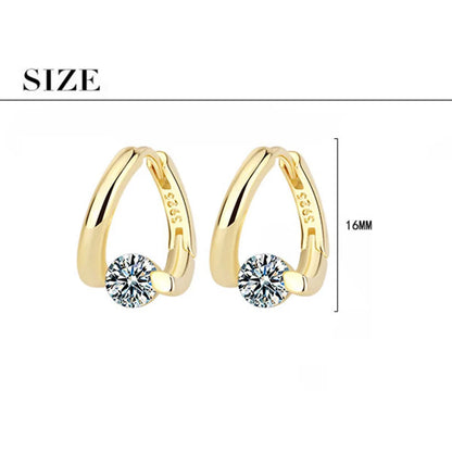 925 Sterling Silver Earrings - Gold with Crystals