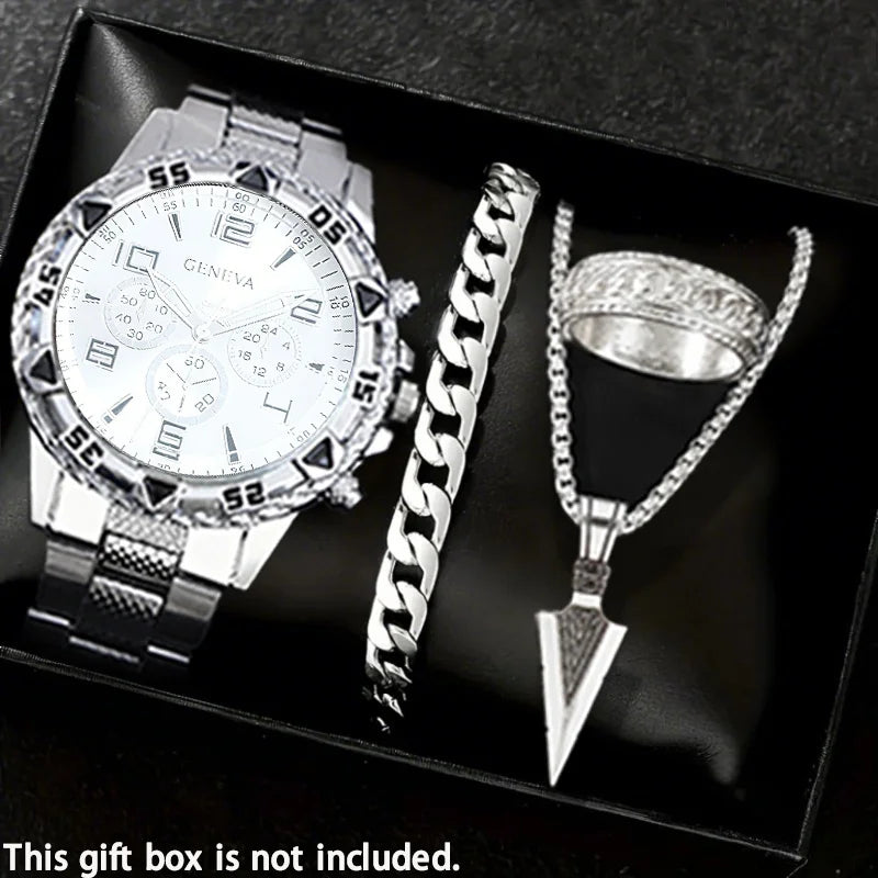 DEYROS Men's Classic Quartz Watch - Alloy Band, Numberless Dial, Auto Date, Folding Clasp