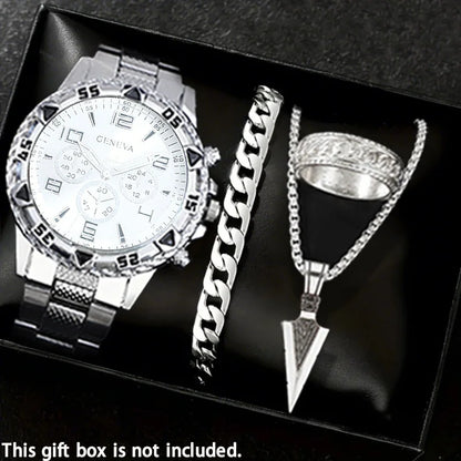 DEYROS Men's Classic Quartz Watch - Alloy Band, Numberless Dial, Auto Date, Folding Clasp