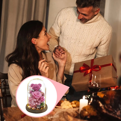 Eternal Preserved Rose in Glass Dome with LED Lights