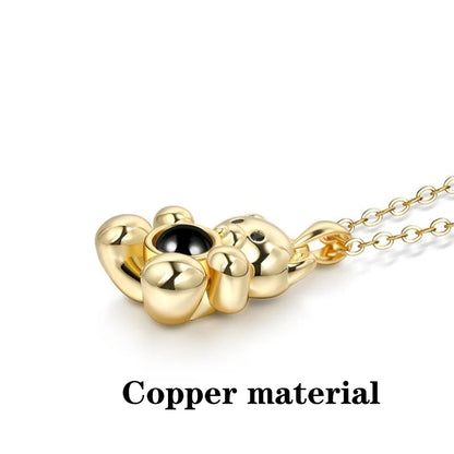 Teddy Bear Photo Projection Necklace - Custom Picture