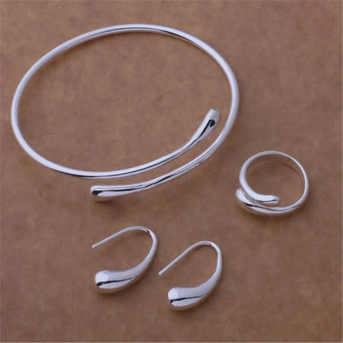 Sterling Silver Jewelry Set - Bracelet, Ring & Earrings