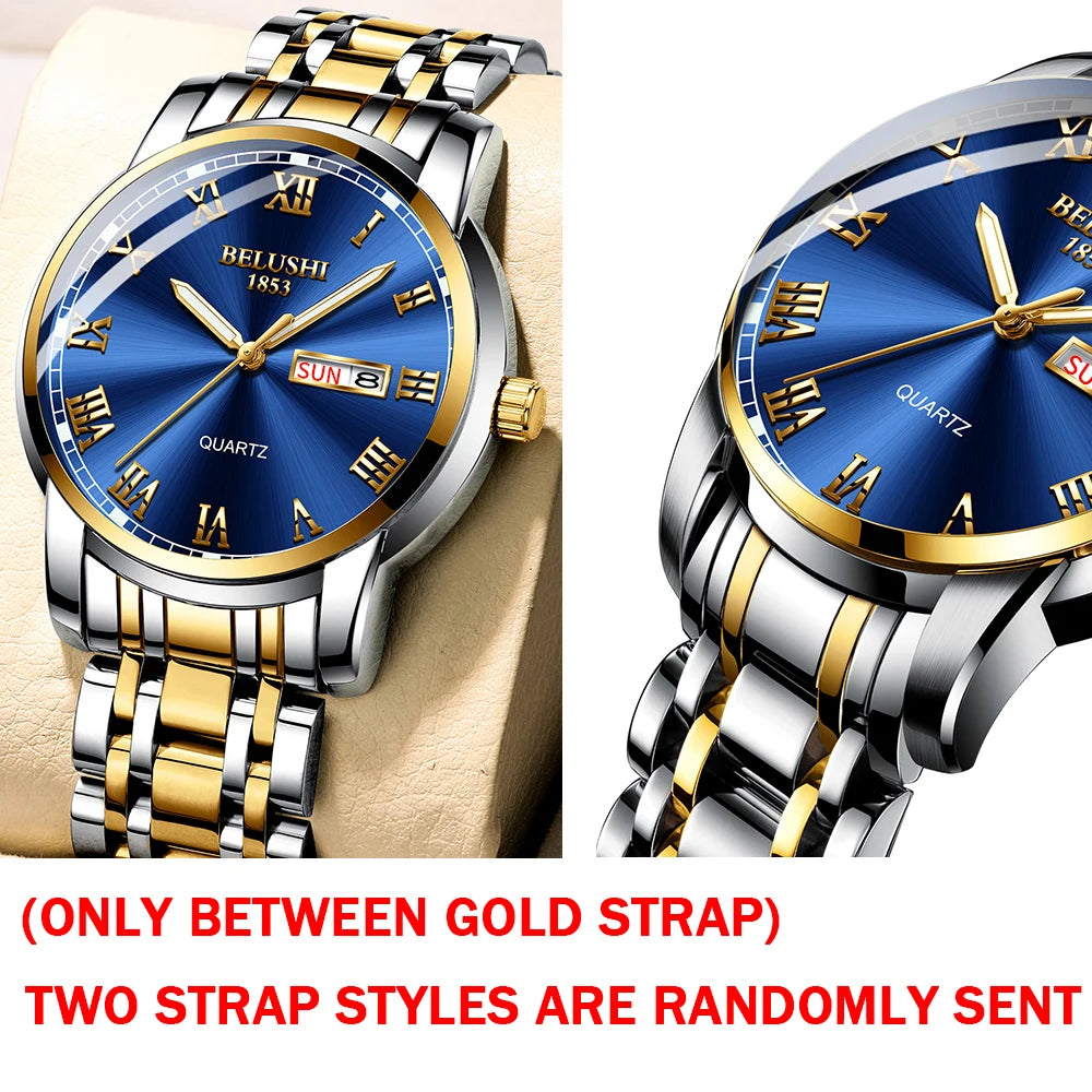 BELUSHI 556 Men's Sport Quartz Watch - Roman Numeral, Luminous, 3ATM, Stainless Steel Band