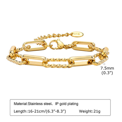 Gold Stainless Steel Chunky Link Chain Bracelet