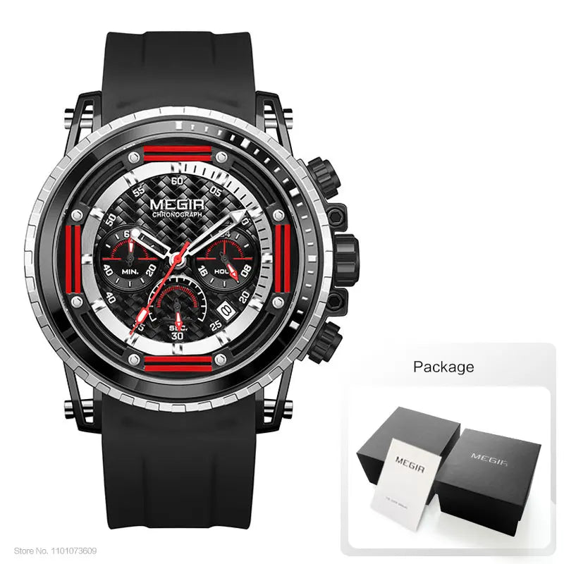 MEGIR MN2143G Men’s Chronograph Quartz Watch with Silicone Strap
