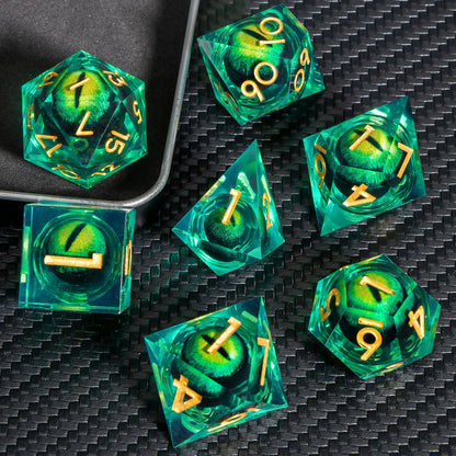 Sharp-Edge Resin Liquid-Core Dice Set for D&D and RPG Games