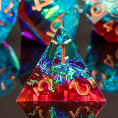 7-Piece Handmade Resin DnD Dice Set - Sharp Edge RPG Dice