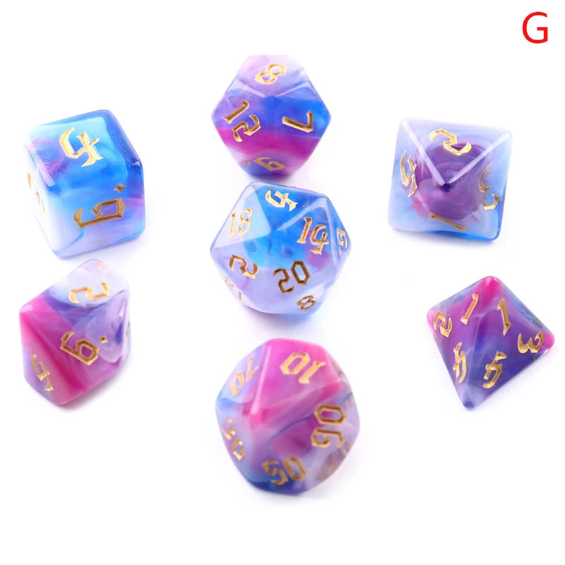 7-Piece Two-Tone Acrylic Polyhedral Dice Set for D&D and RPG Games