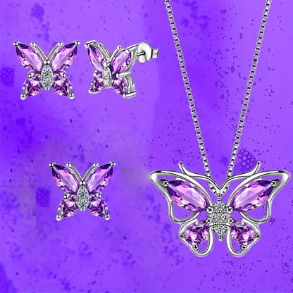 Eternal Rose Gift Set - Necklace and Earrings for Women