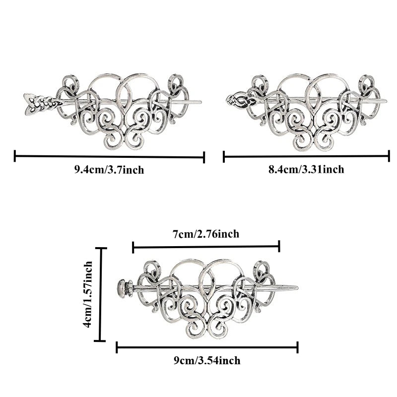 Celtic Knot Hair Stick – Retro Irish Style, Metal Alloy, Silver, 3 Styles