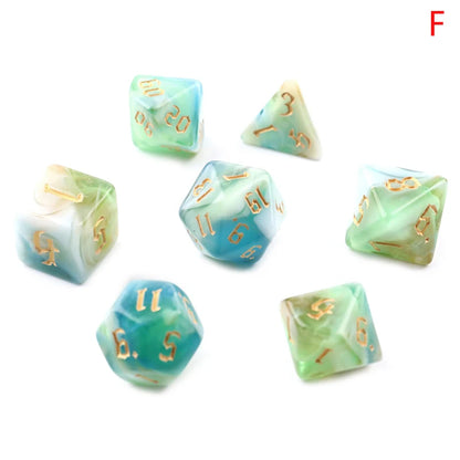7-Piece Two-Tone Acrylic Polyhedral Dice Set for D&D and RPG Games