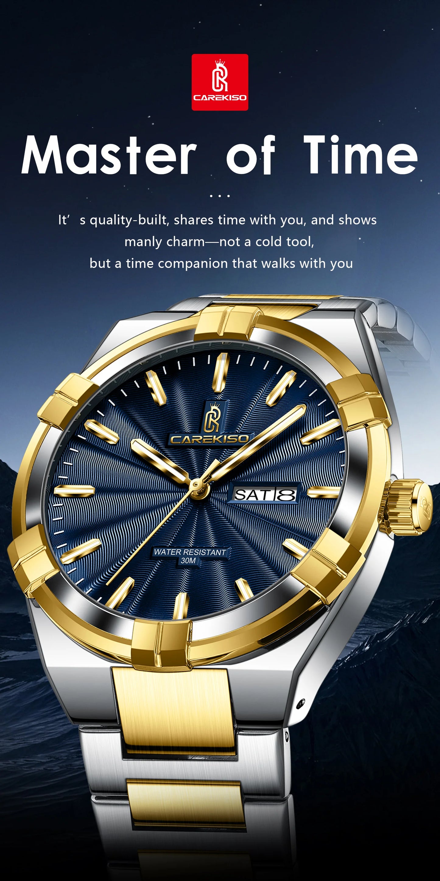 CAREKISO Military Watch - Waterproof Luminous Quartz with Date & Week