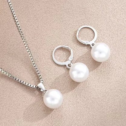 Pearl Jewelry Set - Necklace & Earrings