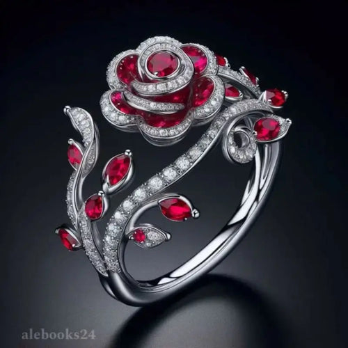 Rose Flower Cubic Zirconia Ring for Women – Bezel Set