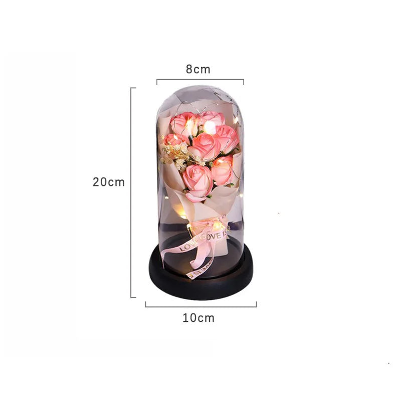 Eternal Rose Glass Dome with LED – Romantic Flower Gift, 6 Colors