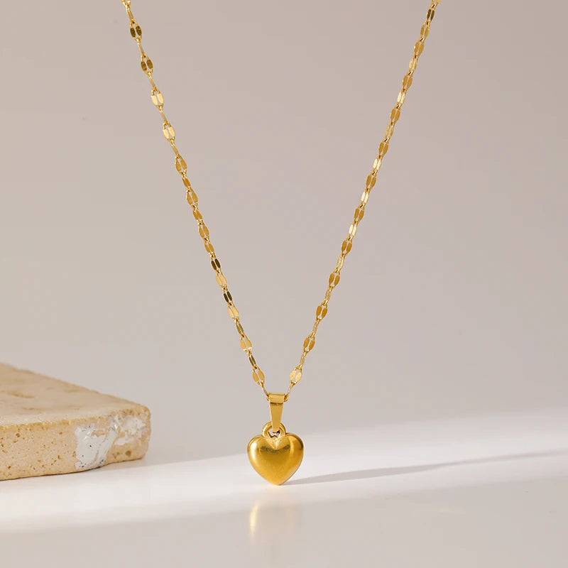 18K Gold Heart Love Jewelry Set - Necklace, Bracelet & Earrings