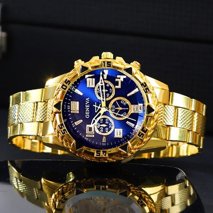DEYROS Men's Classic Quartz Watch - Alloy Band, Numberless Dial, Auto Date, Folding Clasp