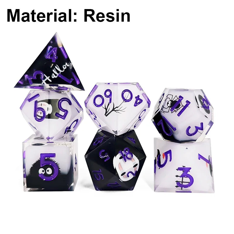 7-Piece Polyhedral Resin DnD Dice Set – Sharp Edge