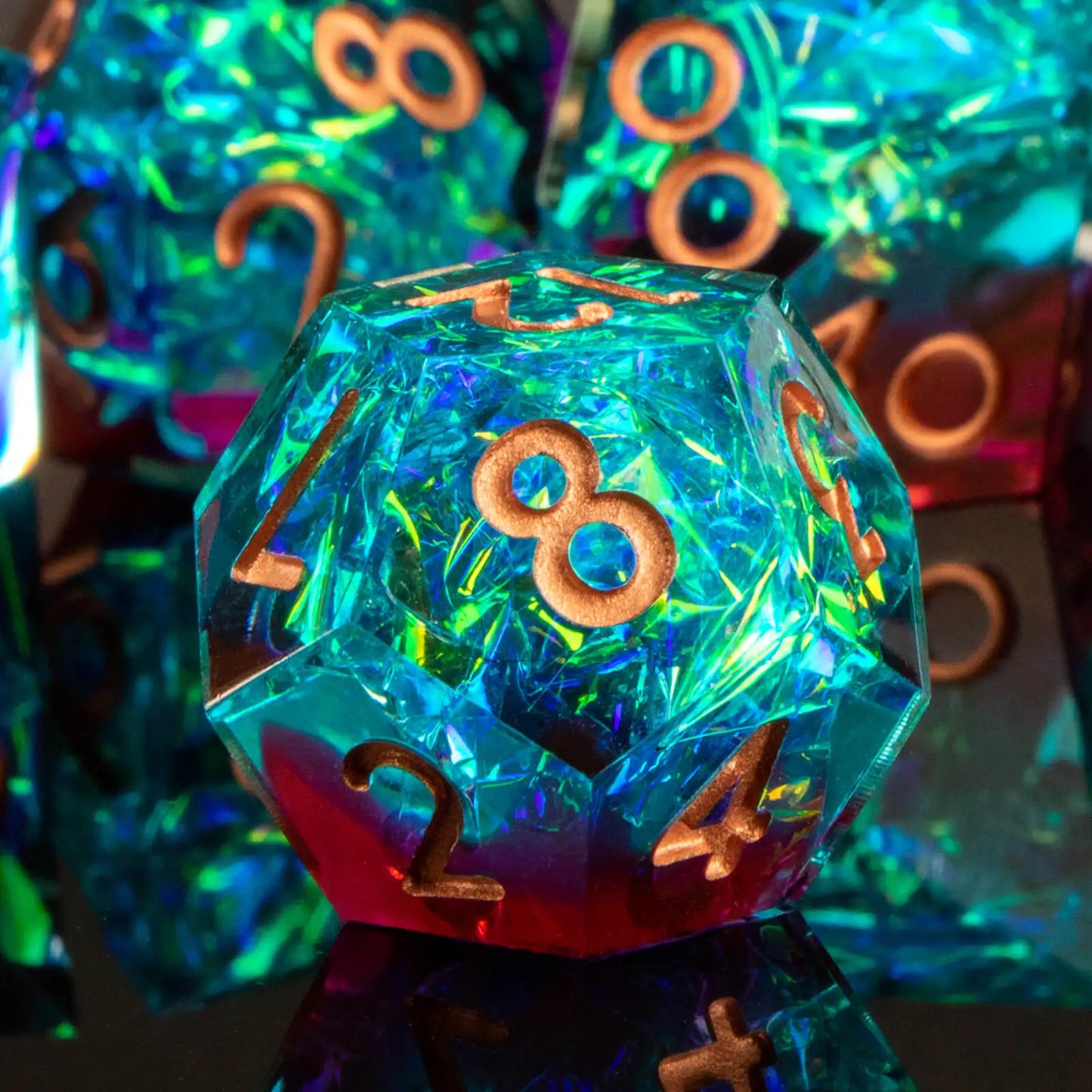 7-Piece Handmade Resin DnD Dice Set - Sharp Edge RPG Dice