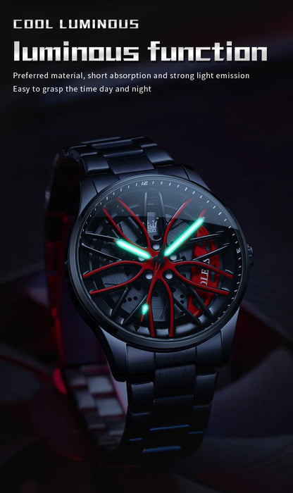 OLEVS 9937 Men's Watch - Fashion, Rotatable Wheel Hub Dial, Waterproof, Luminous, Gifts