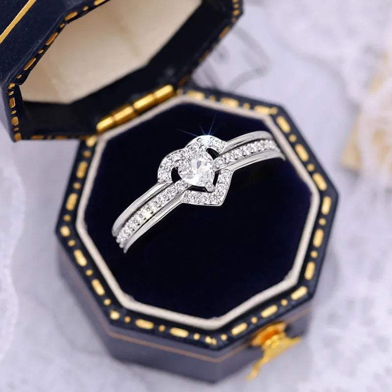 Modyle 925 Sterling Silver Heart Zirconia Ring – Wedding