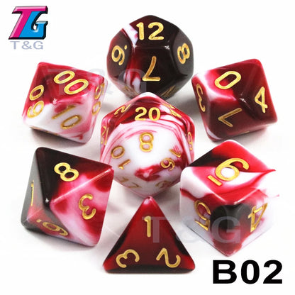 7-Piece Acrylic Polyhedral Dice Set for D&D and RPG Games