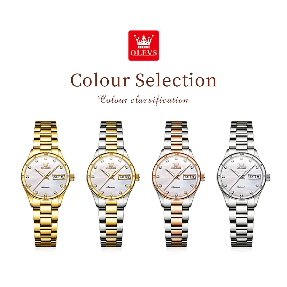 OLEVS 7030W Elegant Fashion Watch - Automatic Mechanical, Waterproof, Luminous Date Week