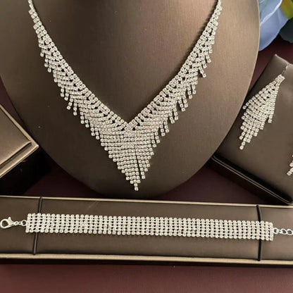 Bridal Jewelry Set - 5 Piece Gold Plated for Engagement & Wedding