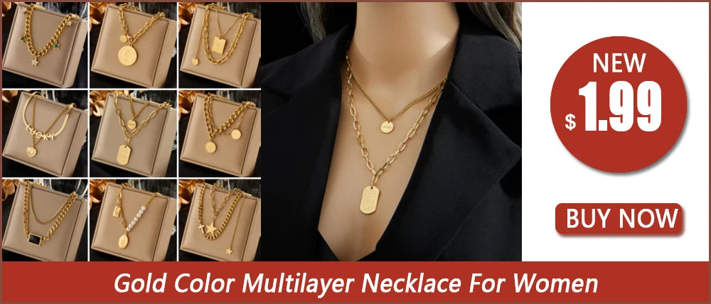 Gold Stainless Steel Chain Necklace & Bracelet Set