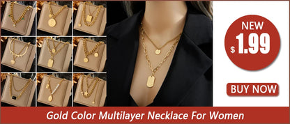 Gold Stainless Steel Chain Necklace & Bracelet Set