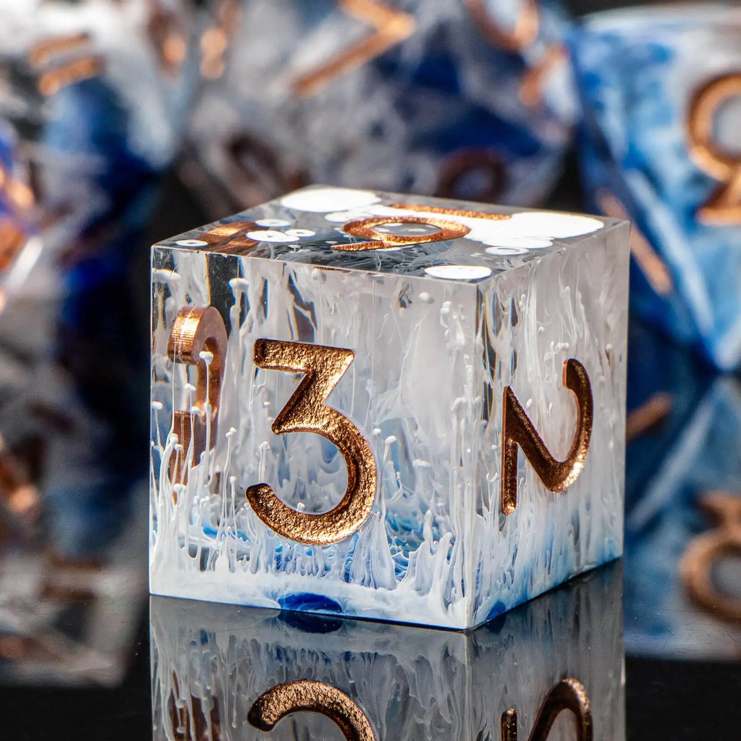 7-Piece Handmade Resin DnD Dice Set - Sharp Edge RPG Dice