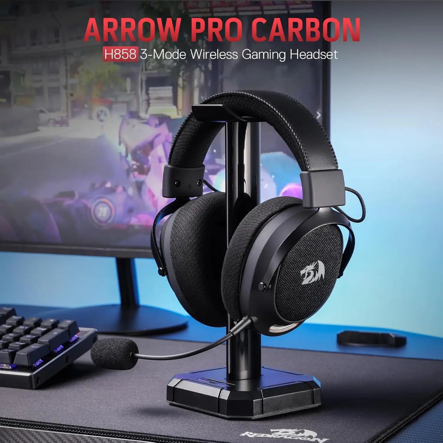 Redragon H858 Arrow Pro Wireless Gaming Headset - 3-Mode, 7.1 Surround, RGB