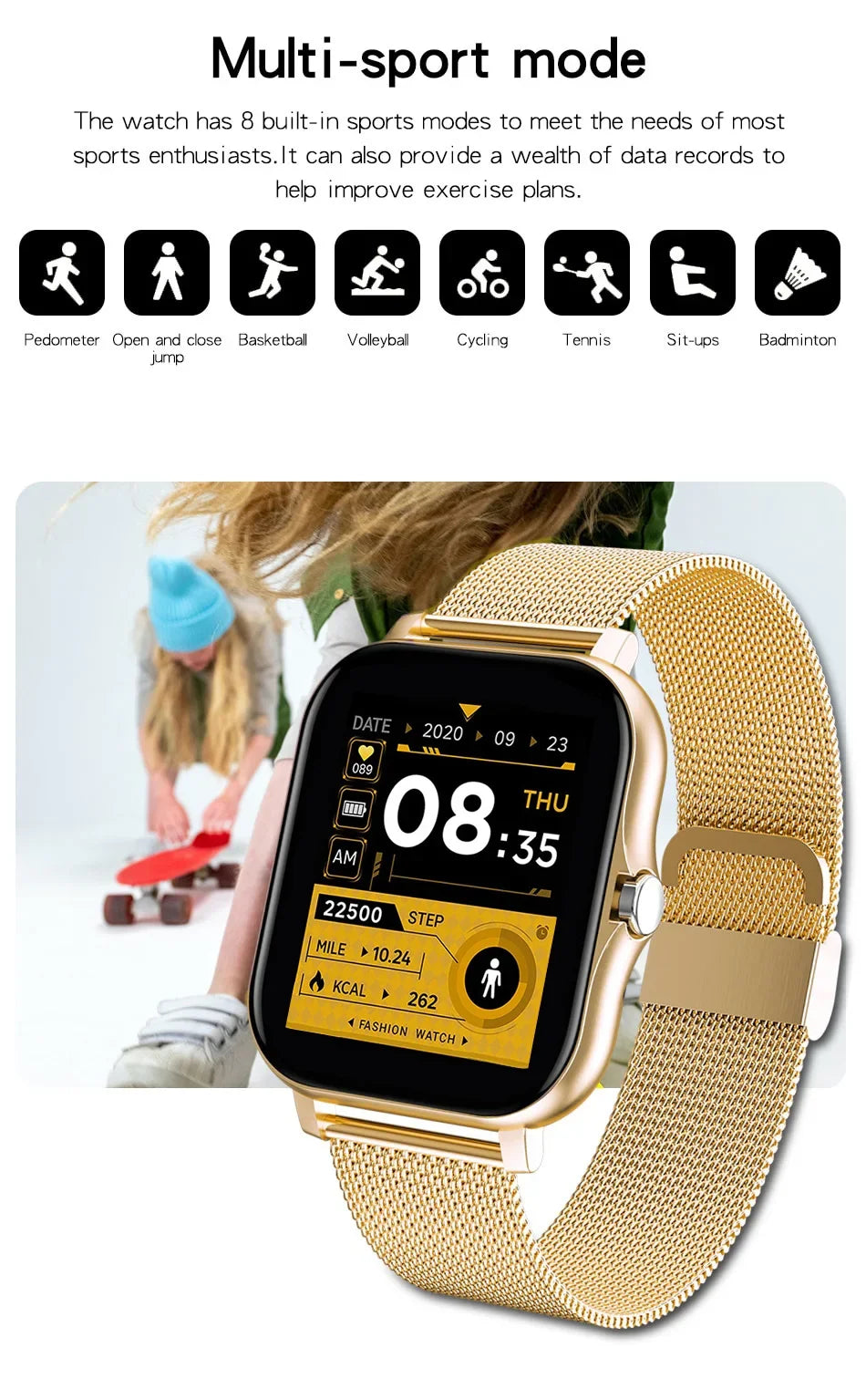 Smart Watch for Android - 1.44" Color Screen Bluetooth Call