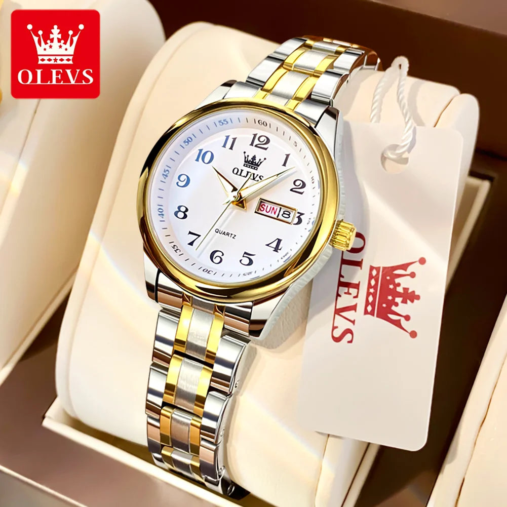 OLEVS 5567 Women's Watch - Fashion, Waterproof, Luminous, Stainless Steel Gold, Luxury Elegant