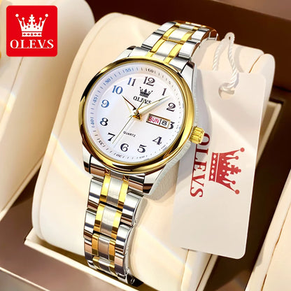OLEVS 5567 Women's Quartz Watch - Gold, Waterproof, Luminous, Stainless Steel