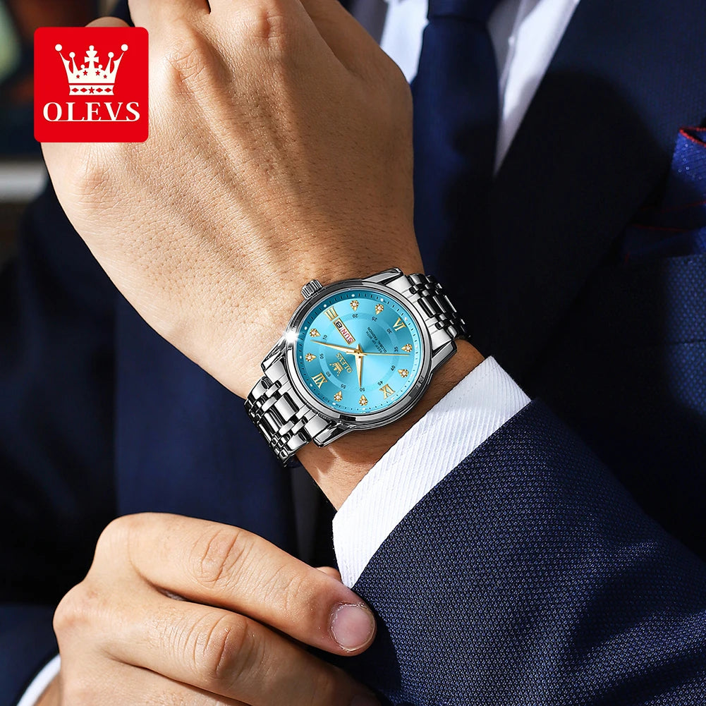 OLEVS Men’s Stainless Steel Quartz Watch with Roman Numerals, Model TY712