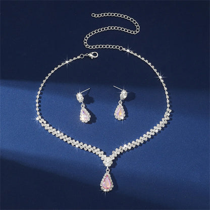 V-Shaped Rhinestone Necklace & Earrings Set - Luxury Jewelry