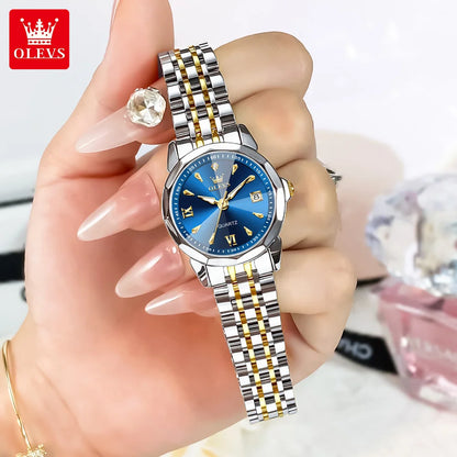 OLEVS 9998 Couple Watches - Rhombus Mirror, Luminous Date, Waterproof