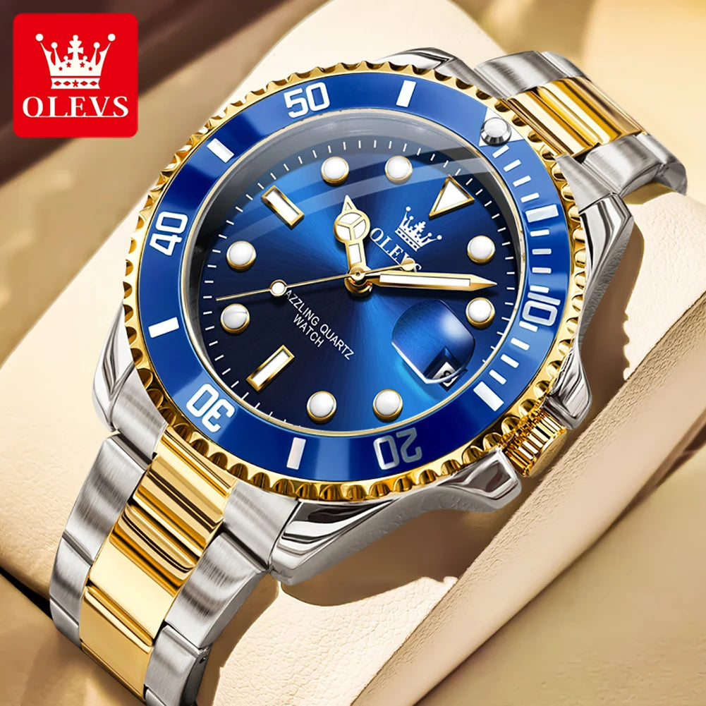 OLEVS 5885 Men's Watch - Original Brand, Waterproof, Stainless Steel, Automatic Date, Gifts