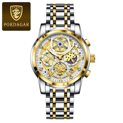 POEDAGAR Men’s Stainless Steel Quartz Chronograph Watch, Model 984