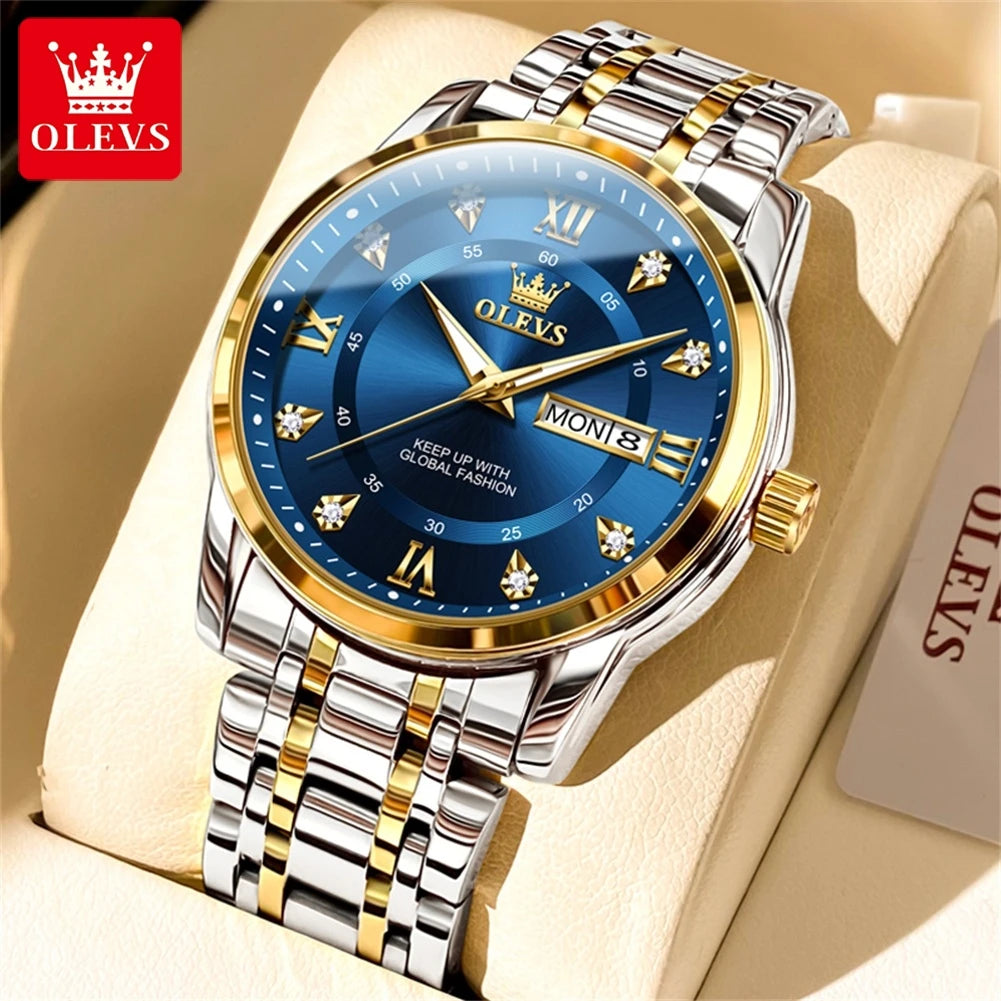 OLEVS Men’s Stainless Steel Quartz Watch with Roman Numerals, Model TY712