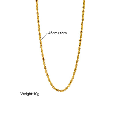 Gold Stainless Steel Chain Necklace & Bracelet Set