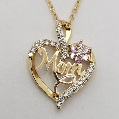 Heart Pendant Necklace – Cubic Zirconia, Copper Chain, 45cm
