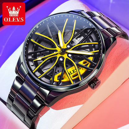 OLEVS 9937 Men's Watch - Fashion, Rotatable Wheel Hub Dial, Waterproof, Luminous, Gifts