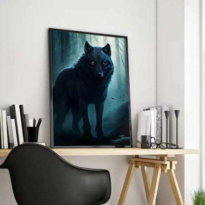 Black Wolf Canvas Poster - HD Print Wall Art Scroll Painting