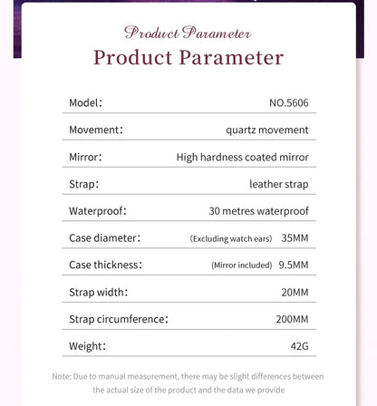 OLEVS 5606 Original Diamond Watch - Leather Strap, 3M Waterproof, Luminous