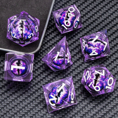 Sharp-Edge Resin Liquid-Core Dice Set for D&D and RPG Games