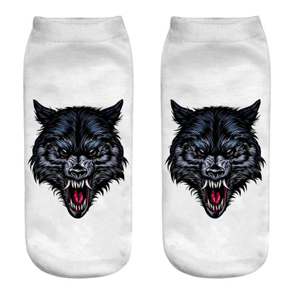 Wild Wolf Series Unisex Sox Women's Funny Cartoon Animal Cute 3D Print Ankle Socks Hot Fashion Punk Gothic Club Sokken